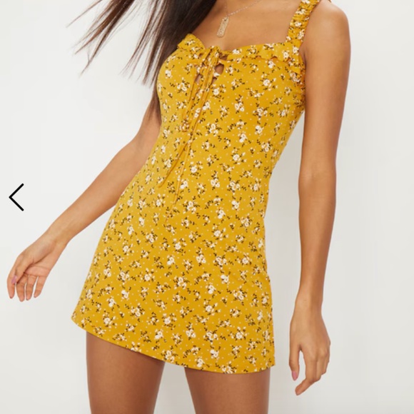 Pretty Little Thing - Yellow Floral Dress - Picture 1 of 6